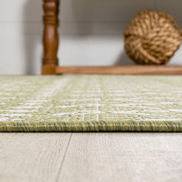 Ourika Moroccan Geometric Textured Weave Indoor/outdoor Square Rug